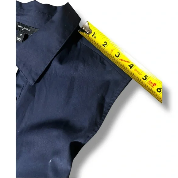 Banana Republic New W/ Tags Dark Blue Button Down Collared Tie Waist Midi Dress - Picture 11 of 16